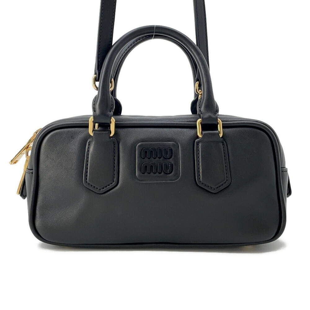 Miu Miu Arkady Leather Shoulder Bag Black